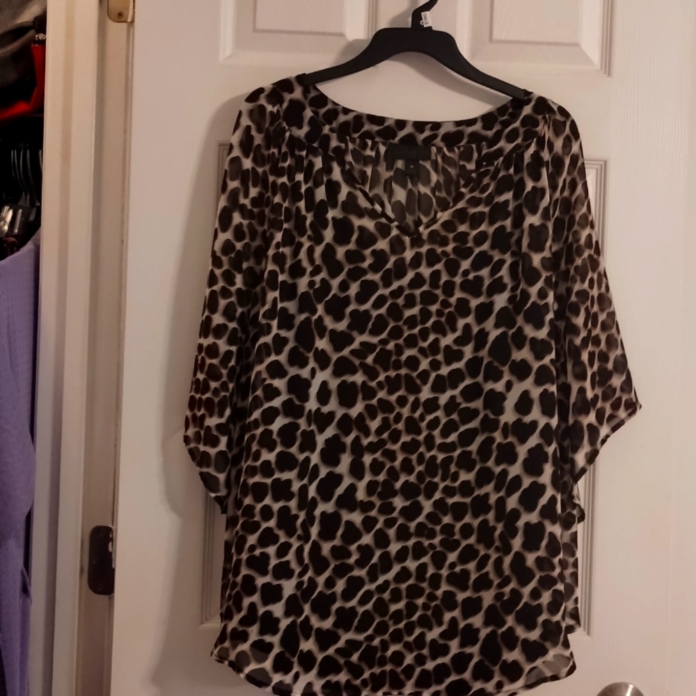 Sheer Animal Print Top with Black Tank